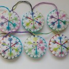 Handmade ombre purple blue pink snowflake felt ornament on white lot Handmade ombre purple blue pink snowflake felt ornament on white lot