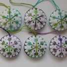 Handmade aqua green purple ombre snowflake felt ornament on white lot Handmade aqua green purple ombre snowflake felt ornament on white lot