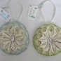 Flower recycled book page light blue green ornament handmade