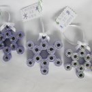 Recycled magazine page ornament purple snowflake lot handmade