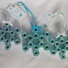 Recycled magazine page ornament aqua blue snowflake lot handmade