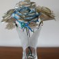 Recycled book page blue grey rose paper flower bouquet lot