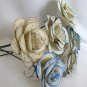 Recycled book page blue grey rose paper flower bouquet lot