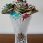 Recycled comic strip rose rainbow paper flower bouquet