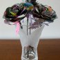 Recycled comic strip page dark colorful rose paper flower bouquet