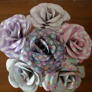 Handmade paper rose light purple grey pink heart stripe flower bouquet