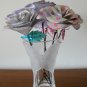 Handmade paper rose light purple grey pink heart stripe flower bouquet