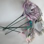 Handmade paper rose light purple grey pink heart stripe flower bouquet