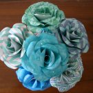 Handmade paper rose aqua blue flower bouquet handmade