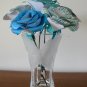 Handmade paper rose aqua blue flower bouquet handmade