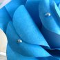 Handmade paper rose aqua blue flower bouquet handmade