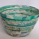 Recycled magazine bowl light aqua blue large 4.5x7 Recycled magazine bowl light aqua blue large 4.5x7