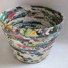 Recycled magazine bowl green colorful yellow flower hadmade Recycled magazine bowl green colorful yellow flower hadmade