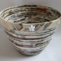 Recycled magazine bowl brown white acrylic flower handmade