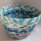 Recycled magazine bowl aqua blue AB acrylic flower handmade