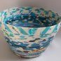 Recycled magazine bowl aqua blue AB acrylic flower handmade