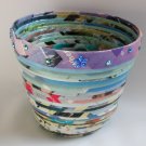 Recycled magazine bowl purple blue sea foam green pastel 3.5x4.25 Recycled magazine bowl purple blue sea foam green pastel 3.5x4.25