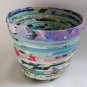 Recycled magazine bowl purple blue sea foam green pastel 3.5x4.25