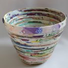 Recycled magazine bowl pastel purple flower handmade
