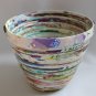 Recycled magazine bowl pastel purple flower handmade