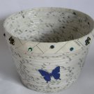 Recycled magazine bowl white and black print purple butterfly hamdmade Recycled magazine bowl white and black print purple butterfly hamdmade