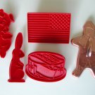 Vintage cookie cutter red plastic flag birthday bunny gingerbread man lot of 5 Vintage cookie cutter red plastic flag birthday bunny gingerbread man lot of 5
