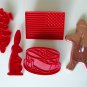 Vintage cookie cutter red plastic flag birthday bunny gingerbread man lot of 5