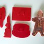 Vintage cookie cutter red plastic flag birthday bunny gingerbread man lot of 5
