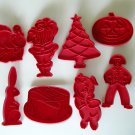 Vintage red plastic cookie cutter pumpkin turkey tree santa lot of 8 Vintage red plastic cookie cutter pumpkin turkey tree santa lot of 8