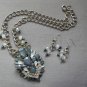 Grey tiered rhinestone chunky statement necklace pendant earrings set