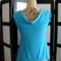 Umgee blue draped goddess gathered ruched sleeveless top M