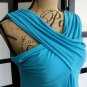 Umgee blue draped goddess gathered ruched sleeveless top M