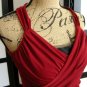 Vol 1 red ruched draped goddess cross over sleeveless top M