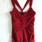 Vol 1 red ruched draped goddess cross over sleeveless top M