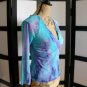 No Appt Necessary blue aqua purple cinched tie dye 3/4 sleeve top S