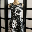 DBY Ltd black white flower lace up back fit and flare dress size 5 DBY Ltd black white flower lace up back fit and flare dress size 5