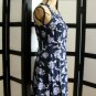 DBY Ltd navy blue purple flower lace up back fit and flare rayon dress size 5/6