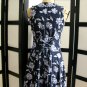 DBY Ltd navy blue purple flower lace up back fit and flare rayon dress size 5/6
