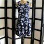 DBY Ltd navy blue purple flower lace up back fit and flare rayon dress size 5/6