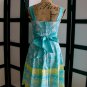 Pulse aqua blue yellow white flower empire waist dress M
