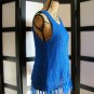August Silk NWT royal blue fringe crochet knit swim cover tank top S