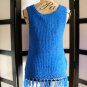 August Silk NWT royal blue fringe crochet knit swim cover tank top S