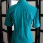 Como Stretch aqua blue fitted cinched at waist short sleeve top S