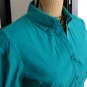 Como Stretch aqua blue fitted cinched at waist short sleeve top S