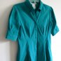Como Stretch aqua blue fitted cinched at waist short sleeve top S