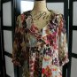 AGB brown orange red empire empire waist ruffle 3/4 sleeve top tank S