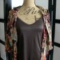 AGB brown orange red empire empire waist ruffle 3/4 sleeve top tank S