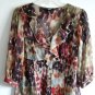 AGB brown orange red empire empire waist ruffle 3/4 sleeve top tank S