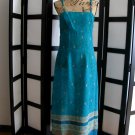 Lavardo teal green blue paisley empire waist maxi dress size 6