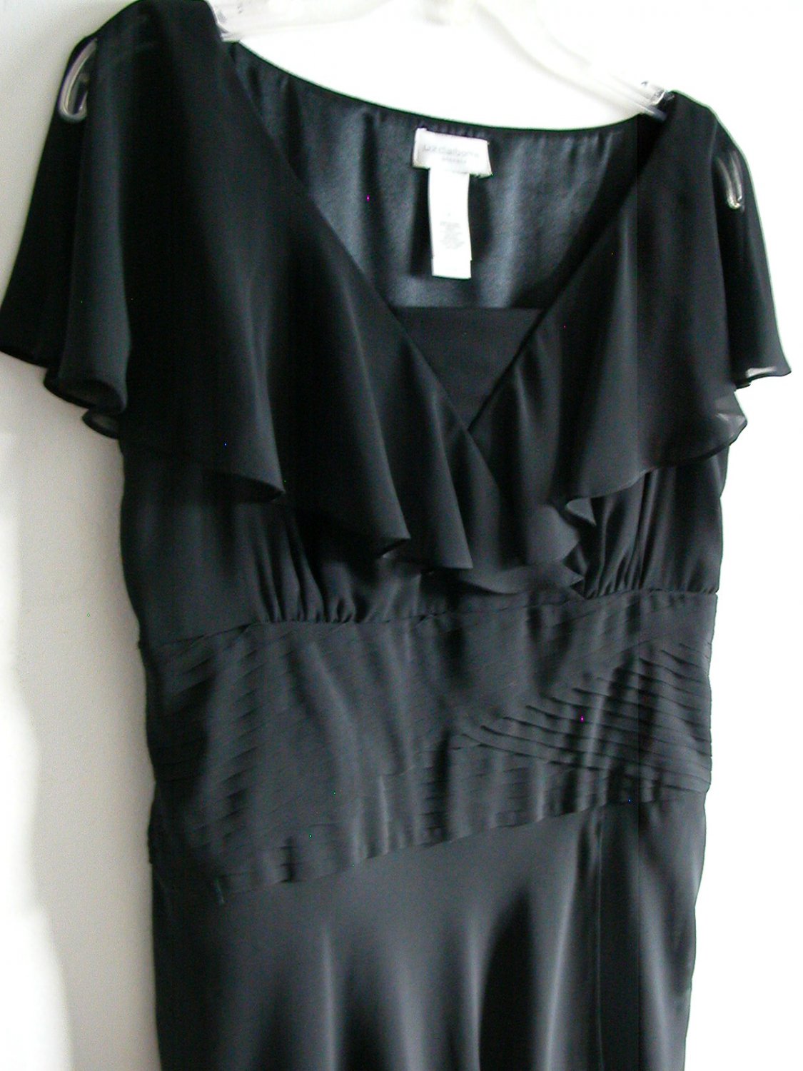 Liz Claiborne black ruffle empire cummerbund waist evening dress size 6